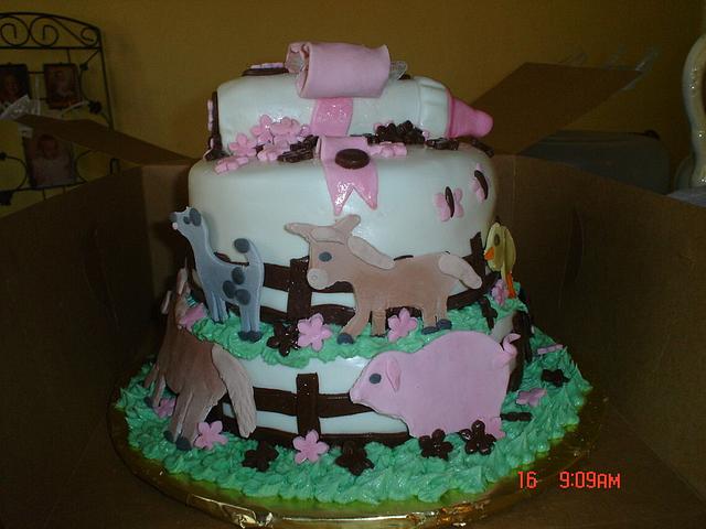 Farm Animal baby shower cake