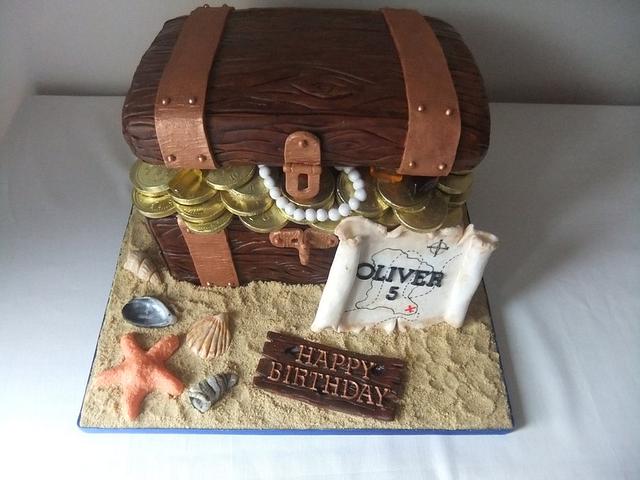 Pirate treasure chest birthday  cake