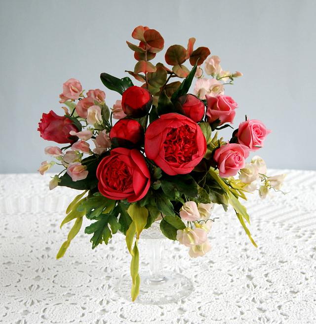 sugar flowers arrangement Cake by Katarzynka CakesDecor