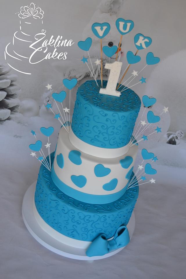 Blue heart cake