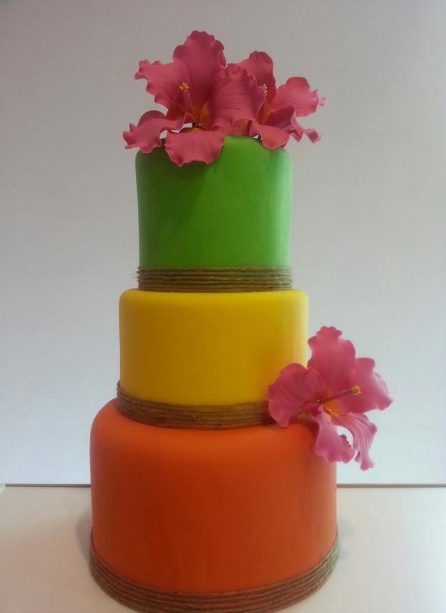 Hibiscus cake - Decorated Cake by Mi dulce Candela - CakesDecor