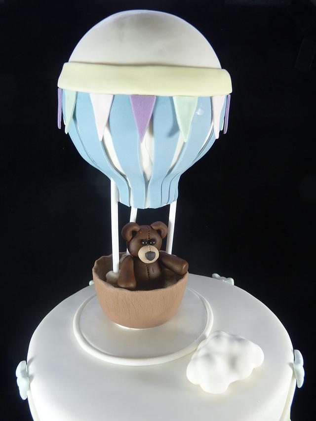 Hot Air Balloon Themed Christening Cake - Cake by - CakesDecor