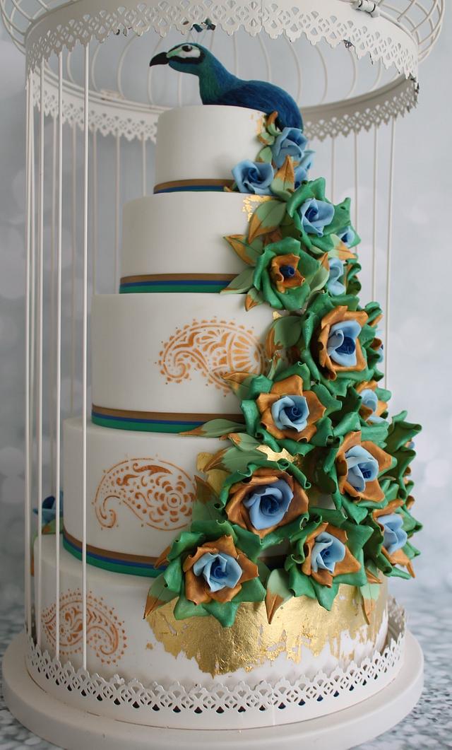 Peacock Wedding Cake - Decorated Cake by Candy's Cupcakes - CakesDecor