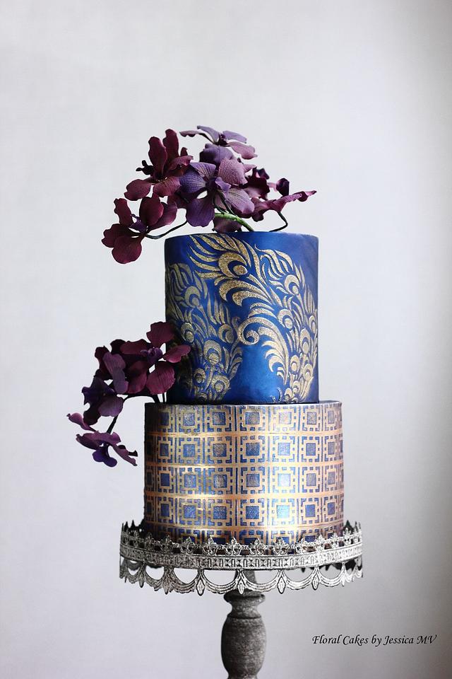 EMBOSSED MODERN WEDDING CAKE Decorated Cake by Jessica CakesDecor