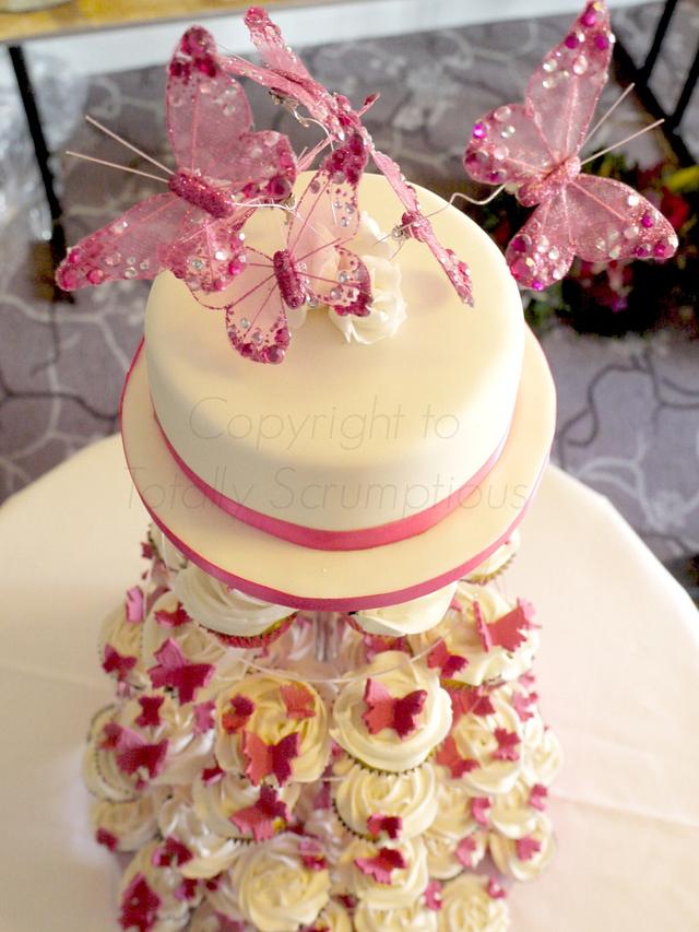 Fushia Butterflies - Cake by Totally Scrumptious - CakesDecor