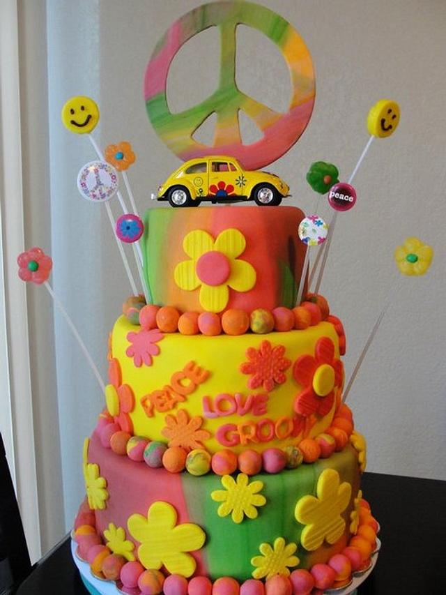 1960's Flower Power Cake - Cake by Susan - CakesDecor