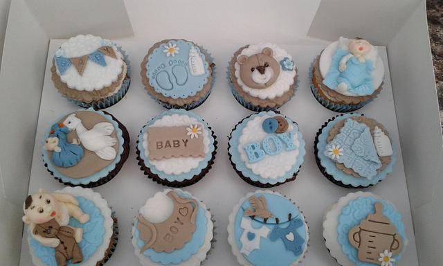 Blue is the colour - Baby shower cupcakes