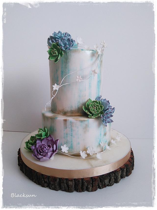 Wedding cake with succulents - Decorated Cake by Zuzana - CakesDecor