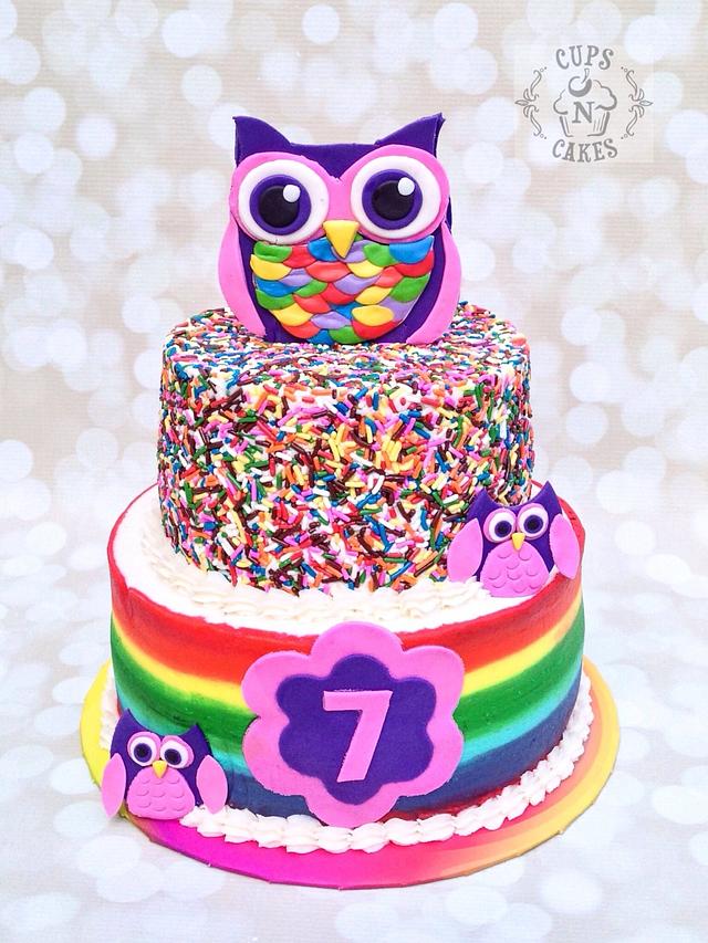 Rainbow Owl Cake Cake by CupsNCakes CakesDecor Rainbow Owl Cake Cake by CupsNCakes CakesDecor