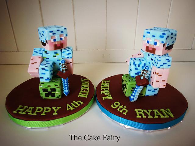 Minecraft Steve in Diamond Armour cake toppers