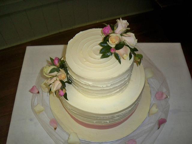 textured white chocolate ganache wedding cake