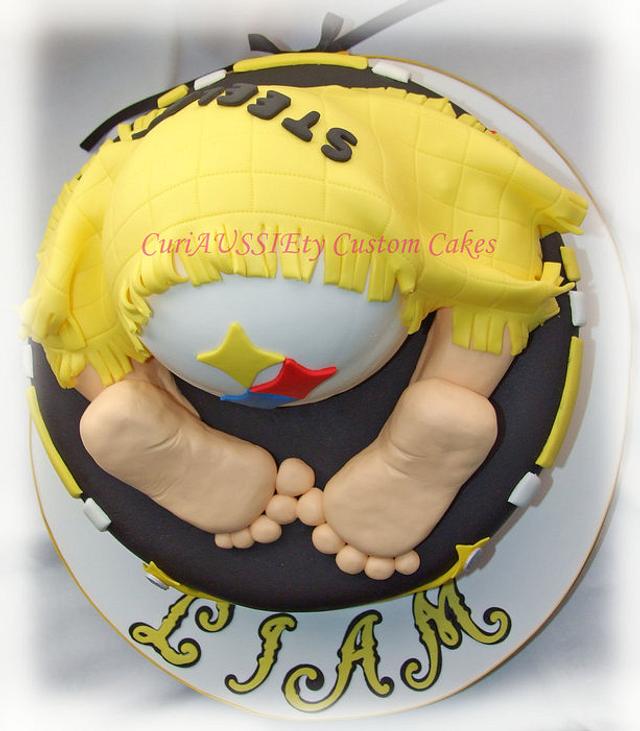 Pittsburgh Steelers baby bum baby shower cake