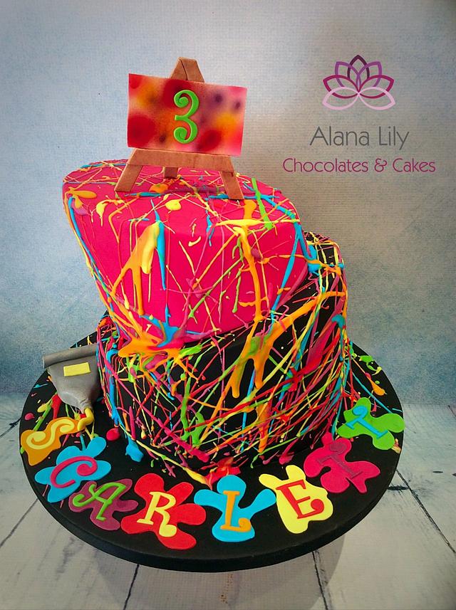 Neon Art Splatter Cake Decorated Cake By Alana Lily CakesDecor   Hoz9xslfyyvekrzlr7q1 