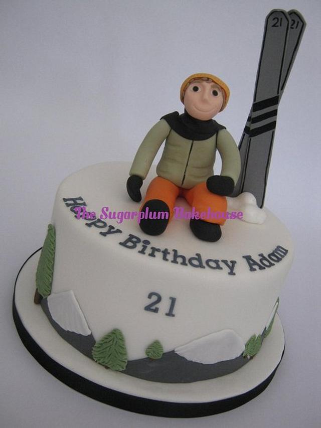 Skiing themed 21st Birthday Cake - Decorated Cake by Sam - CakesDecor