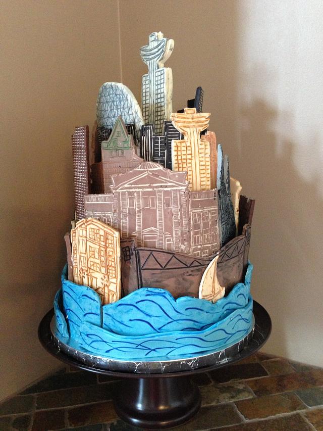 Cityscape Vancouver Decorated Cake by For Goodness CakesDecor
