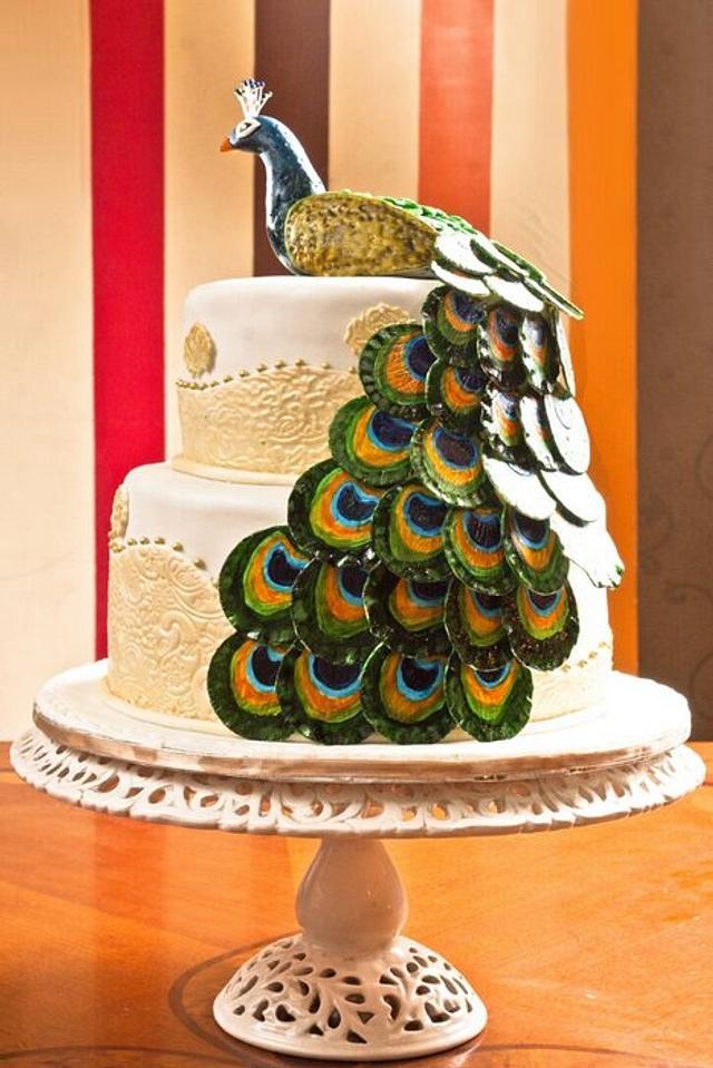 A Peacock Wedding Cake Decorated Cake By Sangeetha Cakesdecor