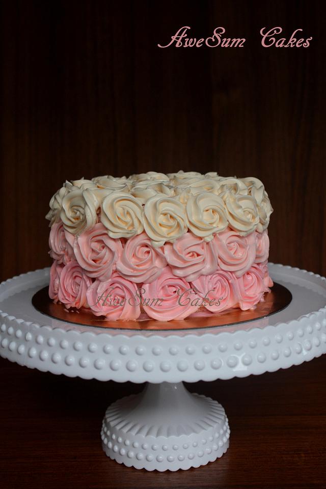 Ombre Rosettes Cake Decorated Cake By Awesumcakes Cakesdecor