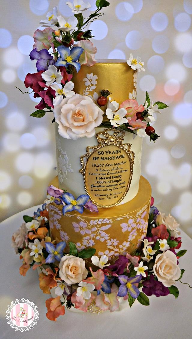 Golden Wedding Anniversary - Cake by Sweet Surprizes - CakesDecor