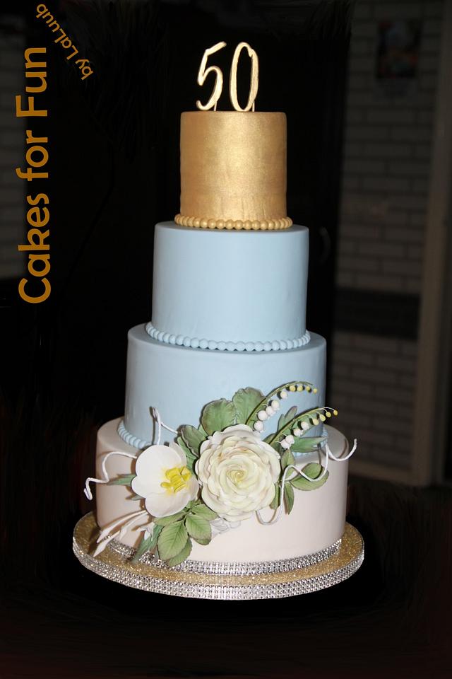 Wedding cake for golden anniversary - Decorated Cake by - CakesDecor