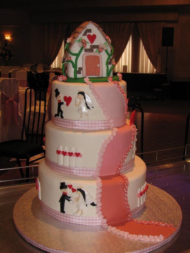 Cartoon love story wedding cake - Decorated Cake by Mira - CakesDecor