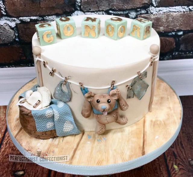 Conor - Teddybear Christening Cake - Decorated Cake by - CakesDecor