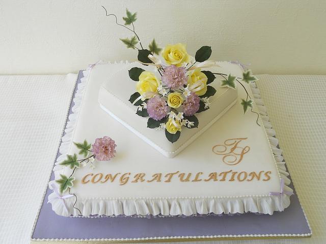 Happy Wedding Cake With Name and Photo - Flowers Cake