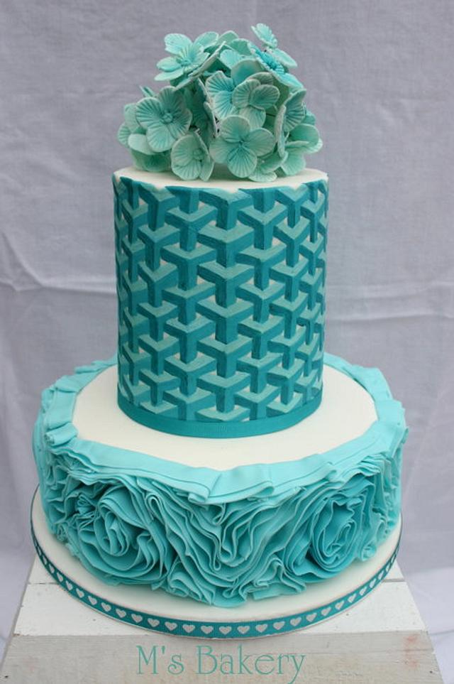 Aqua Wedding Cake - Cake by M's Bakery - CakesDecor