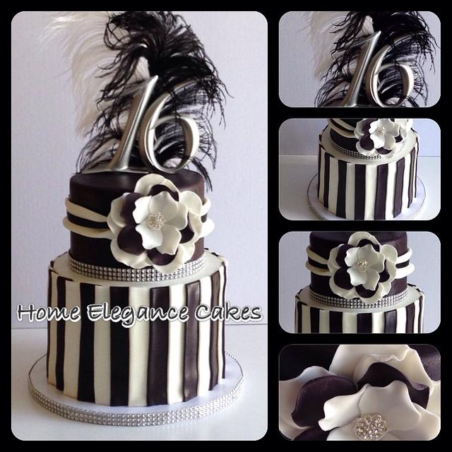 A Chic Black And White Sweet 16 Birthday Cake Cake By Cakesdecor