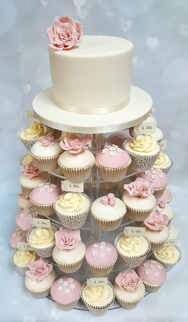 Wedding cupcake tower - Decorated Cake by Vanilla Iced - CakesDecor