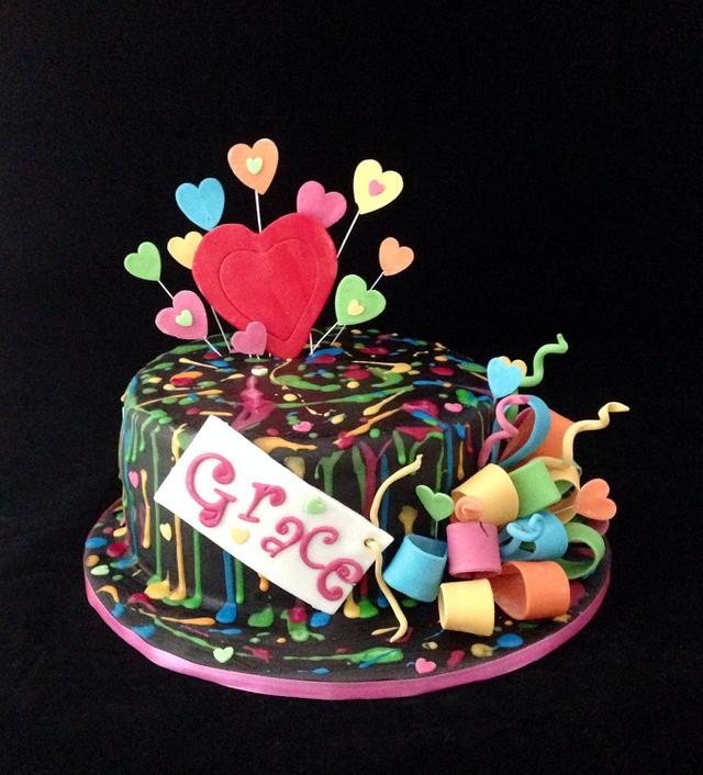 Cake splat Decorated Cake by Debi at Daisy's Delights CakesDecor