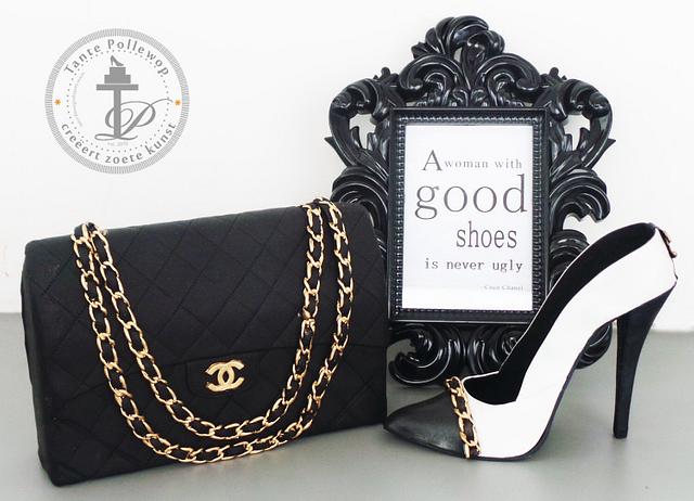Chanel purse and high heel shoe