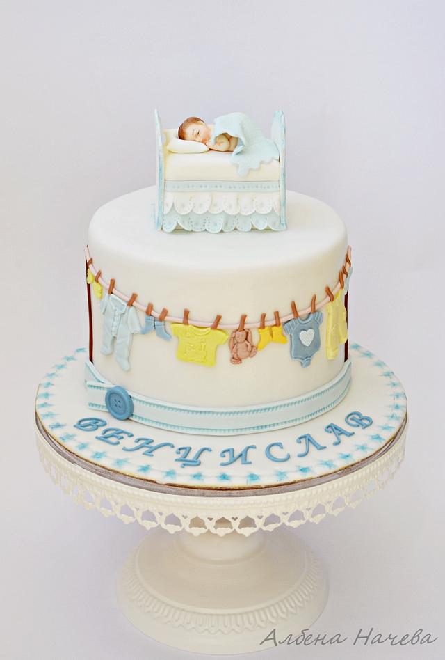 Baby Boy cake - Decorated Cake by benyna - CakesDecor