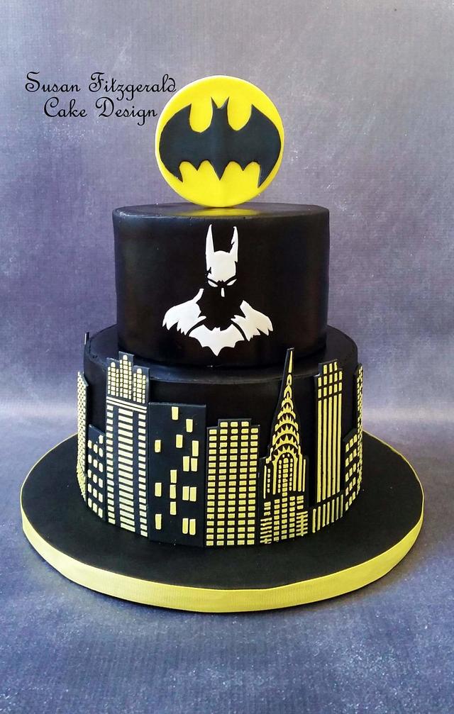 Simple Batman cake for the hubby. Lemon Poppy Seed Pound cake injected with  mint simple syrup. : r/Baking