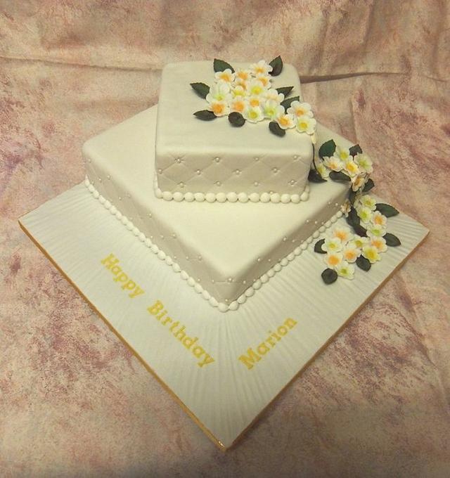 60th Birthday Cake with Trailing Flowers - Cake by Carol - CakesDecor