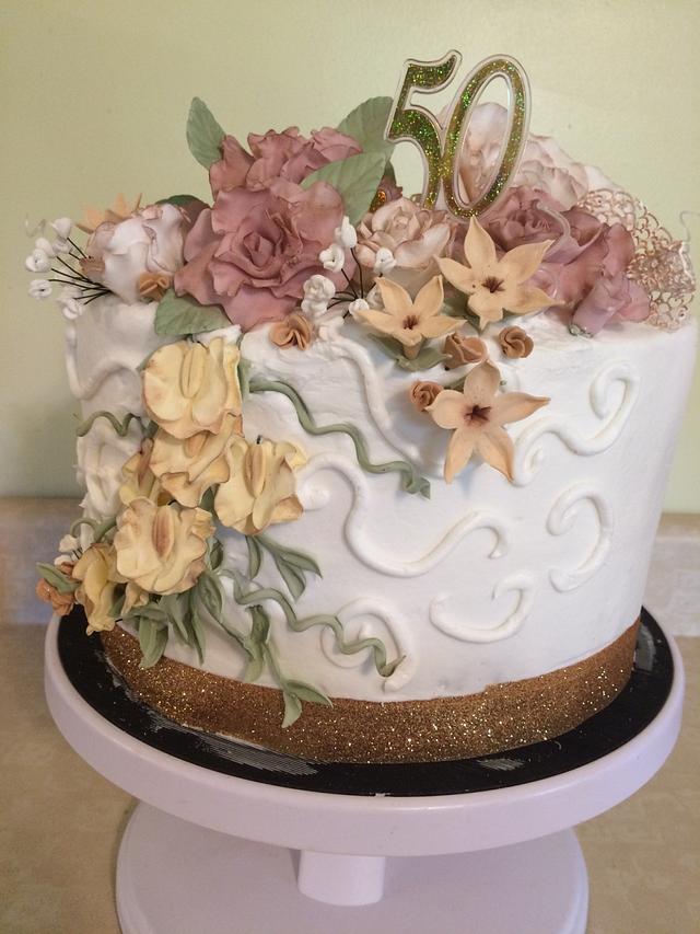 50th Wedding Anniversary Cake - Decorated Cake by - CakesDecor