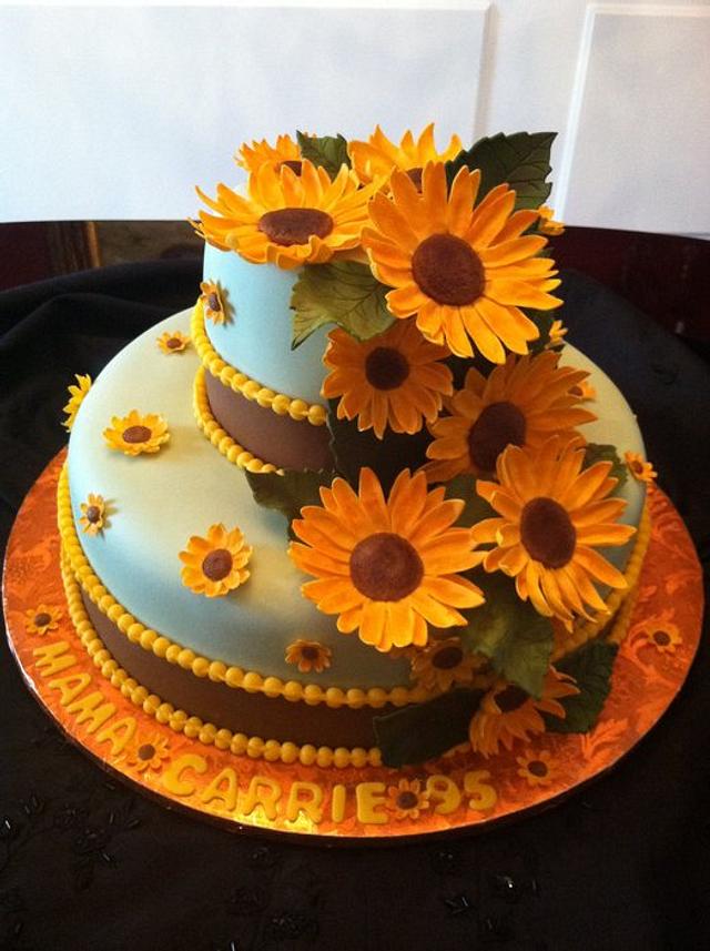 Sunflowers 95-th Birthday Cake - Decorated Cake by - CakesDecor