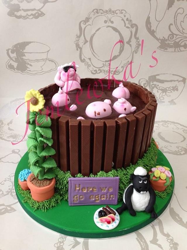 Jemlewka's pigs in mud cake - Decorated Cake by - CakesDecor