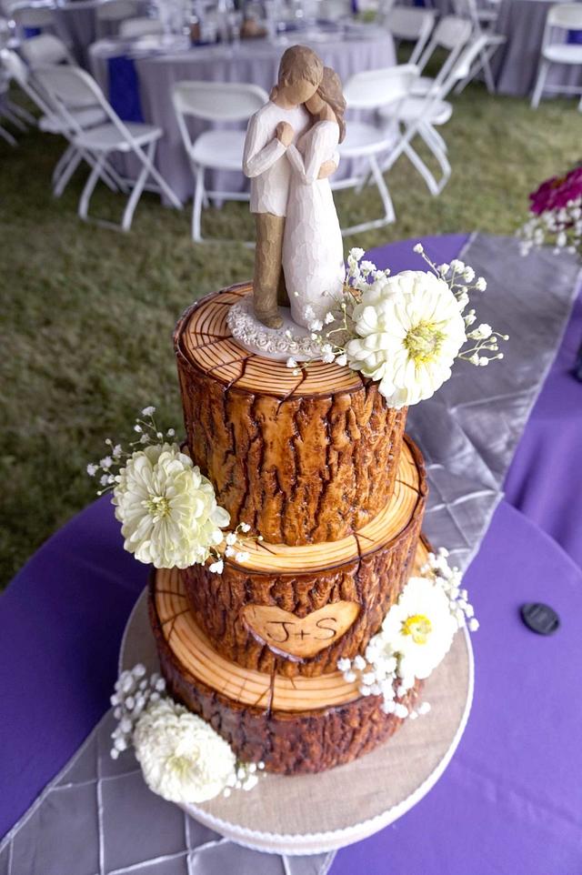 Tree Stump Wedding Cake - Cake by Custom Cakes by Ann - CakesDecor