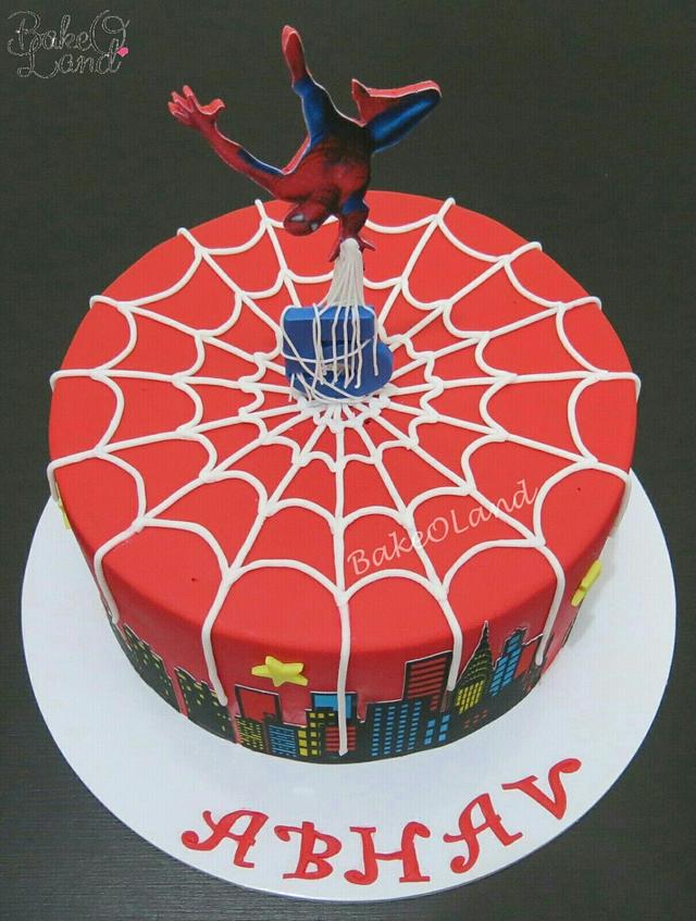 Gravity defying Spiderman cake