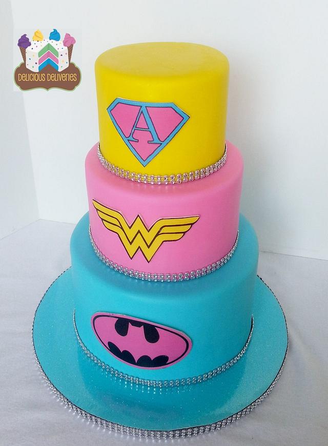 Girl Power! Superhero Cake - Decorated Cake by - CakesDecor