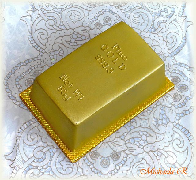 Gold bars cake for 65th birthday - Decorated Cake by - CakesDecor