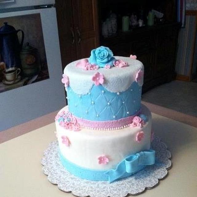 Pink and Blue Cake - cake by Patty Cake's Cakes - CakesDecor