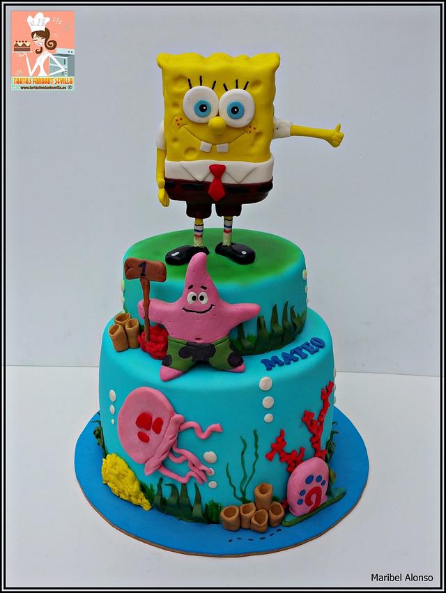 Spongebob fondant cake - Decorated Cake by MaribelAlonso - CakesDecor