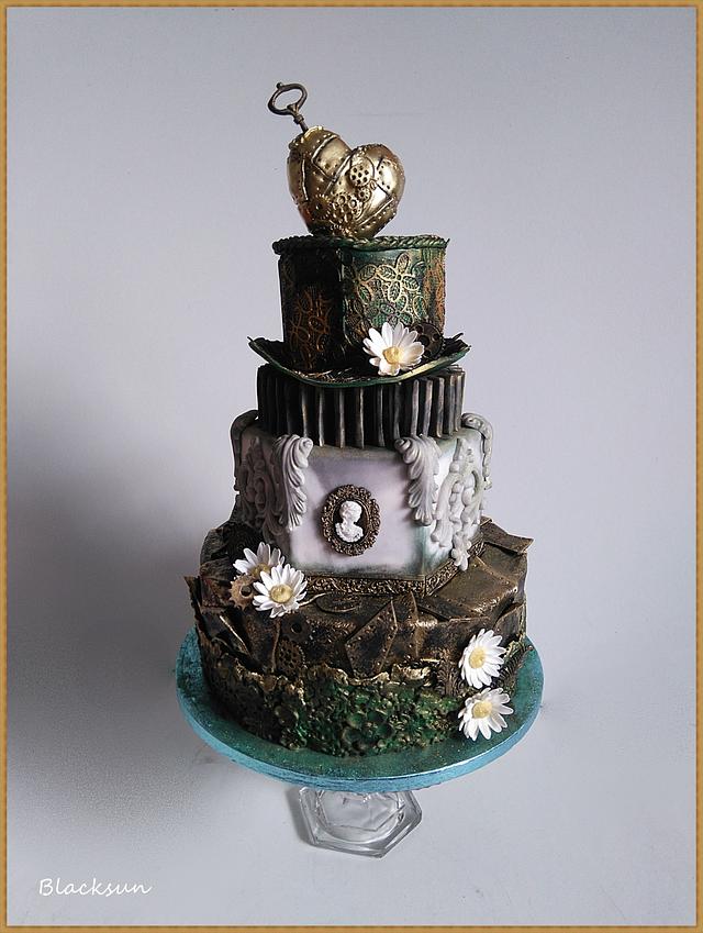 Steampunk Golden Heart Cake By Blacksun Cakesdecor