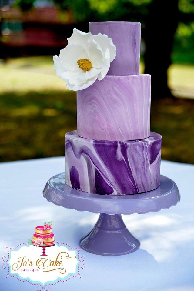 Marbled fondant wedding cake - Decorated Cake by - CakesDecor