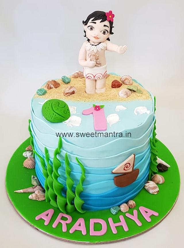 Moana Theme Customized Cake For Girls 1st Birthday Cake Cakesdecor