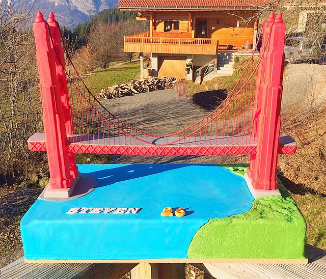 My golden gate version Decorated Cake by Els tess CakesDecor