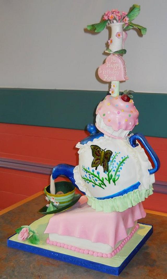 Topsy Turvy Tea Pot Cake Cake by Joyce Nimmo CakesDecor Topsy Turvy Tea Pot Cake Cake by Joyce Nimmo CakesDecor