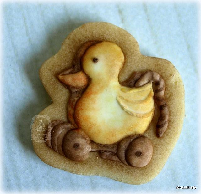 Vintage pull-along ducky cookie