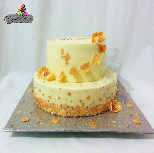 Chic Gold Butterflies On Buttercream Cake By Simmz Cakesdecor